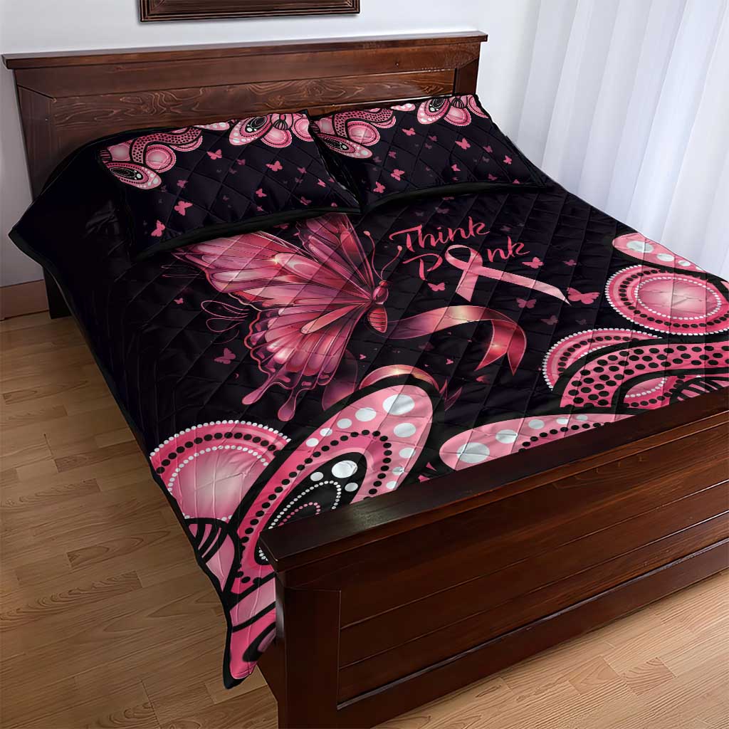 Think Pink Butterfly Ribbon Aboriginal Art Quilt Bed Set