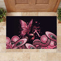 Think Pink Butterfly Ribbon Aboriginal Art Rubber Doormat