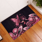Think Pink Butterfly Ribbon Aboriginal Art Rubber Doormat