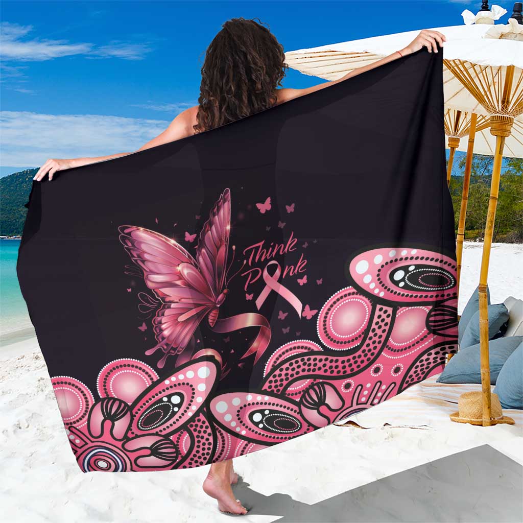 Think Pink Butterfly Ribbon Aboriginal Art Sarong