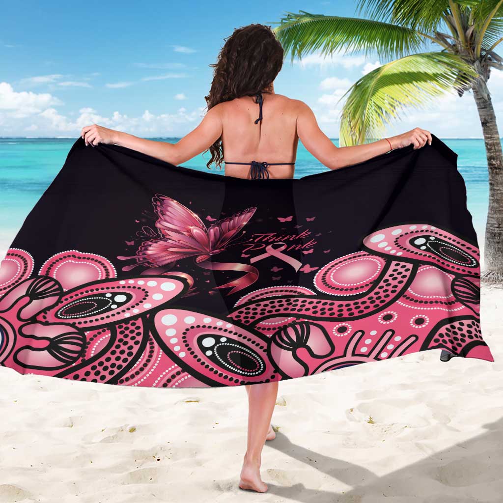Think Pink Butterfly Ribbon Aboriginal Art Sarong