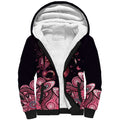 Think Pink Butterfly Ribbon Aboriginal Art Sherpa Hoodie