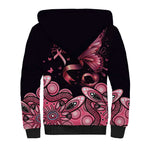 Think Pink Butterfly Ribbon Aboriginal Art Sherpa Hoodie