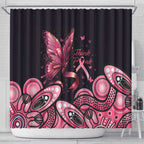 Think Pink Butterfly Ribbon Aboriginal Art Shower Curtain