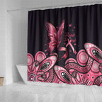 Think Pink Butterfly Ribbon Aboriginal Art Shower Curtain
