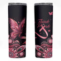 Think Pink Butterfly Ribbon Aboriginal Art Skinny Tumbler