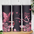 Think Pink Butterfly Ribbon Aboriginal Art Skinny Tumbler