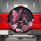 Think Pink Butterfly Ribbon Aboriginal Art Spare Tire Cover