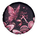Think Pink Butterfly Ribbon Aboriginal Art Spare Tire Cover