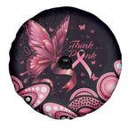 Think Pink Butterfly Ribbon Aboriginal Art Spare Tire Cover