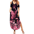 Think Pink Butterfly Ribbon Aboriginal Art Summer Maxi Dress