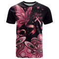 Think Pink Butterfly Ribbon Aboriginal Art T Shirt