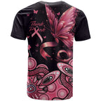 Think Pink Butterfly Ribbon Aboriginal Art T Shirt
