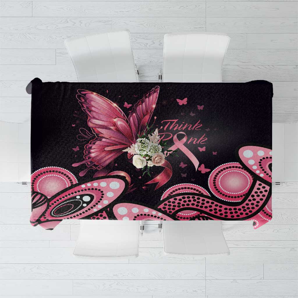 Think Pink Butterfly Ribbon Aboriginal Art Tablecloth