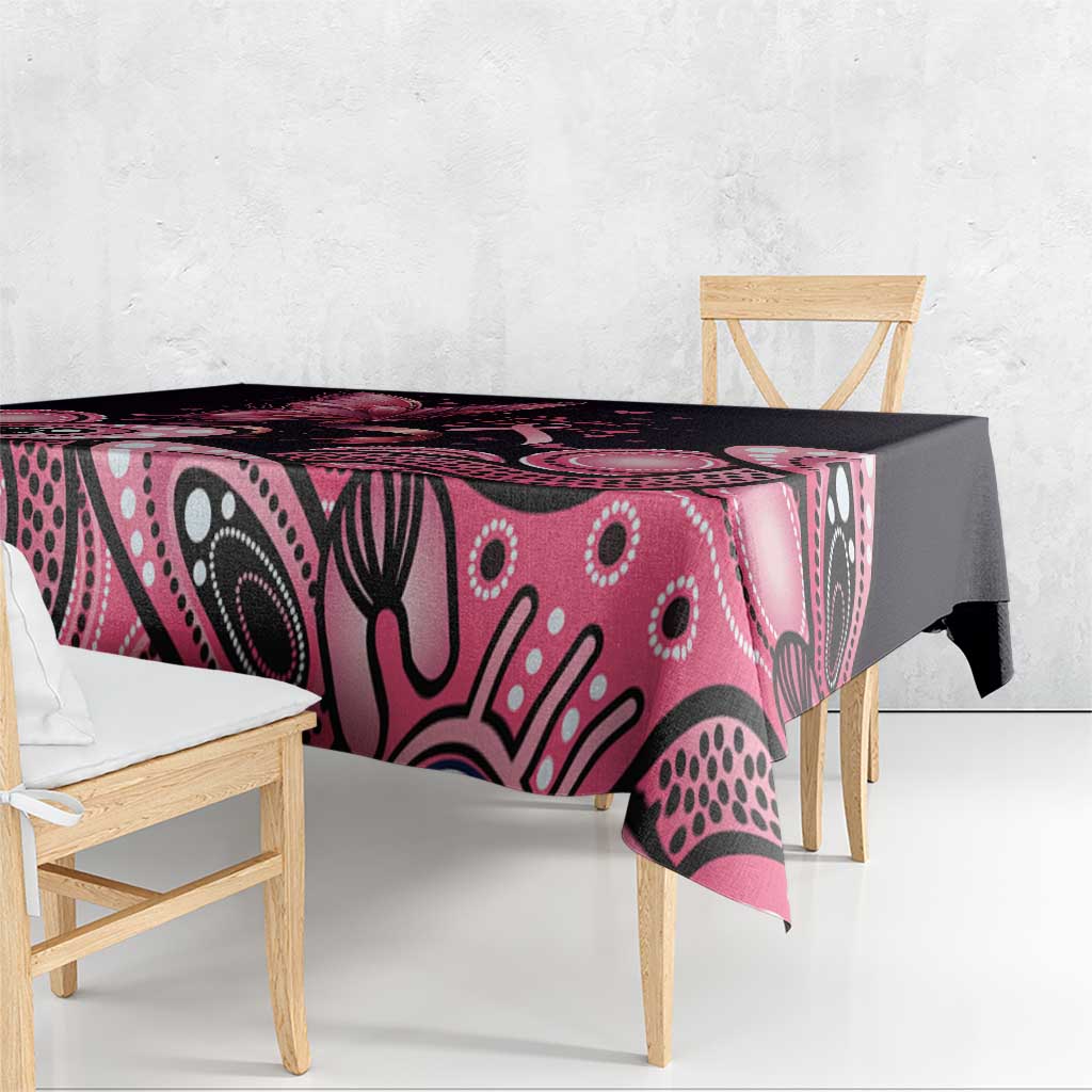 Think Pink Butterfly Ribbon Aboriginal Art Tablecloth