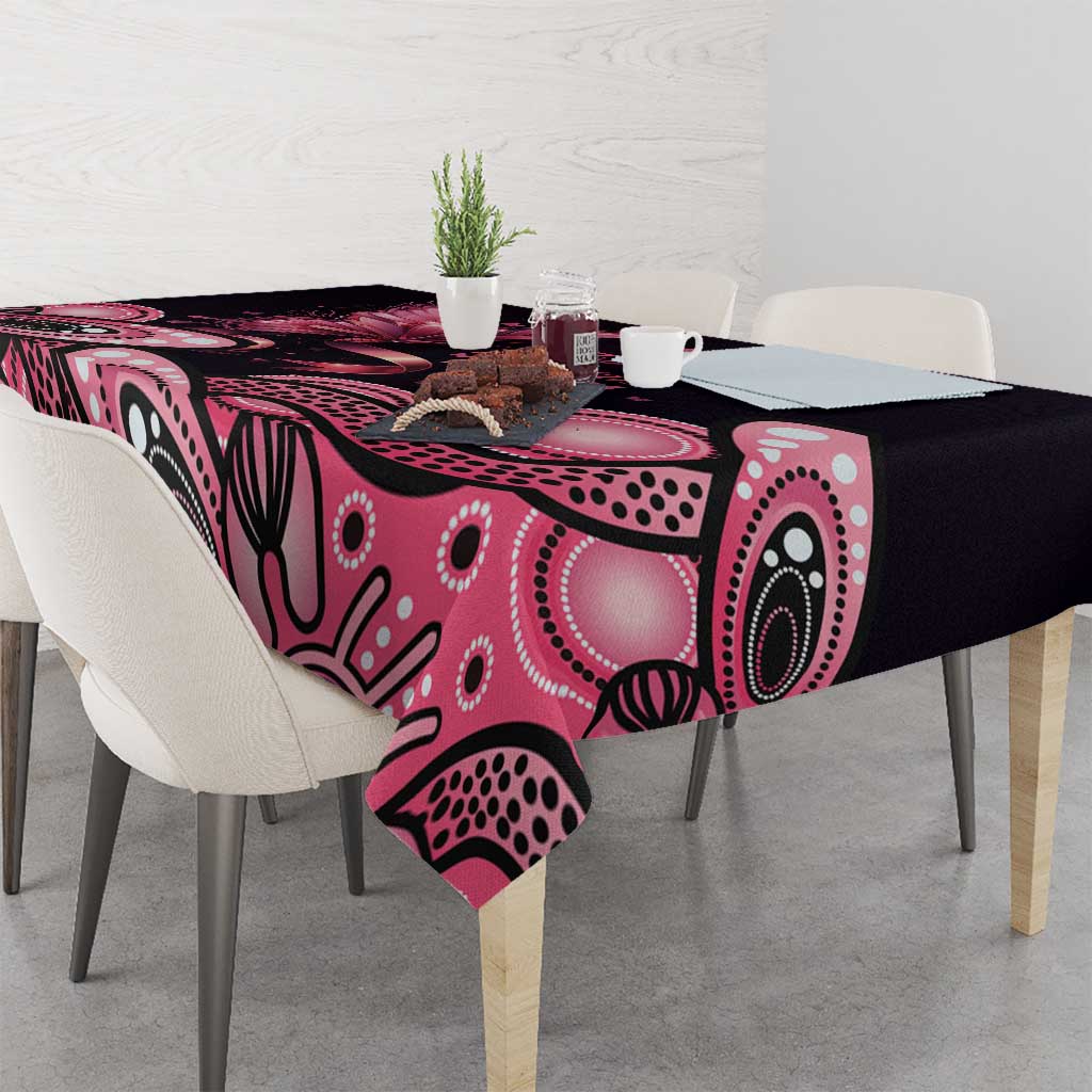 Think Pink Butterfly Ribbon Aboriginal Art Tablecloth