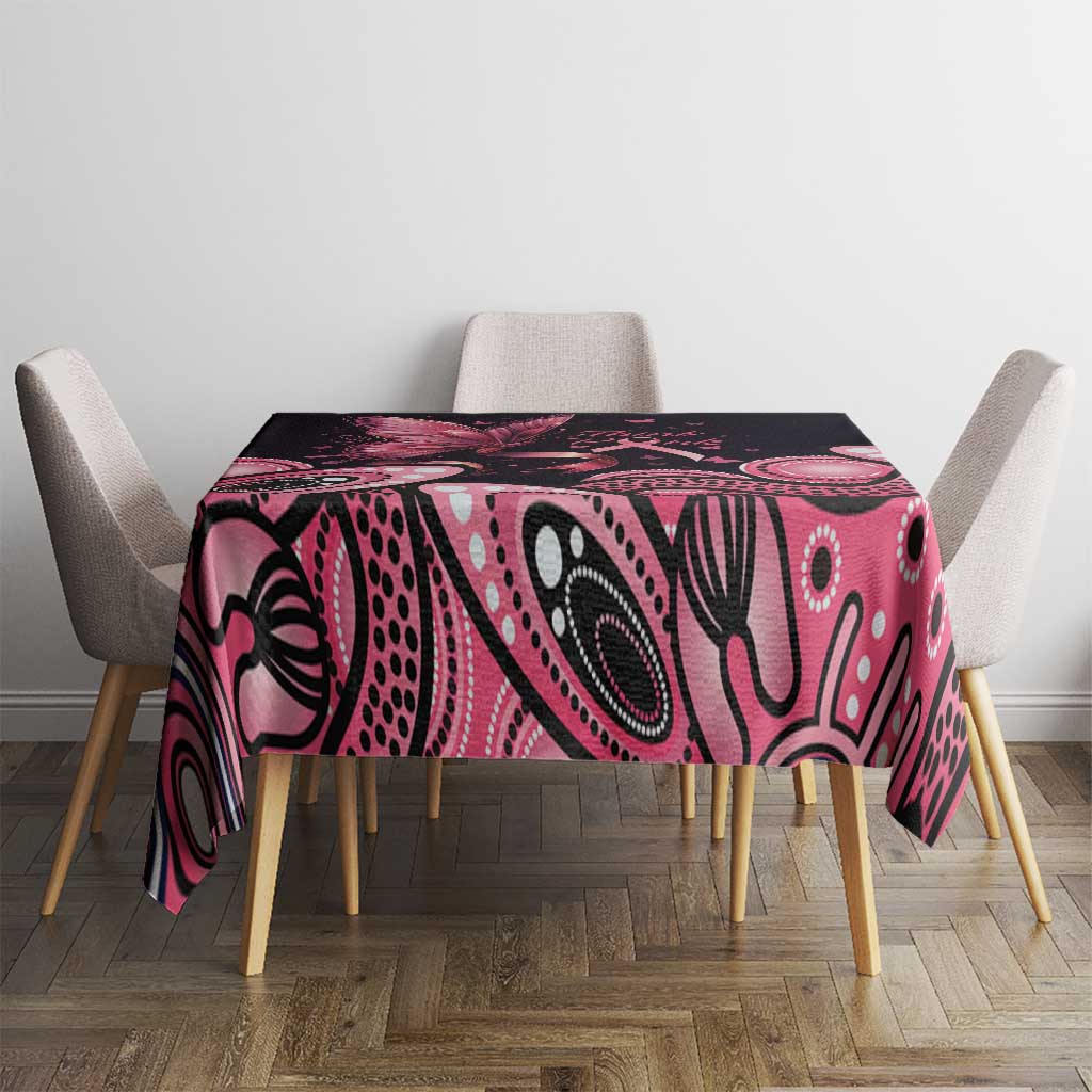 Think Pink Butterfly Ribbon Aboriginal Art Tablecloth