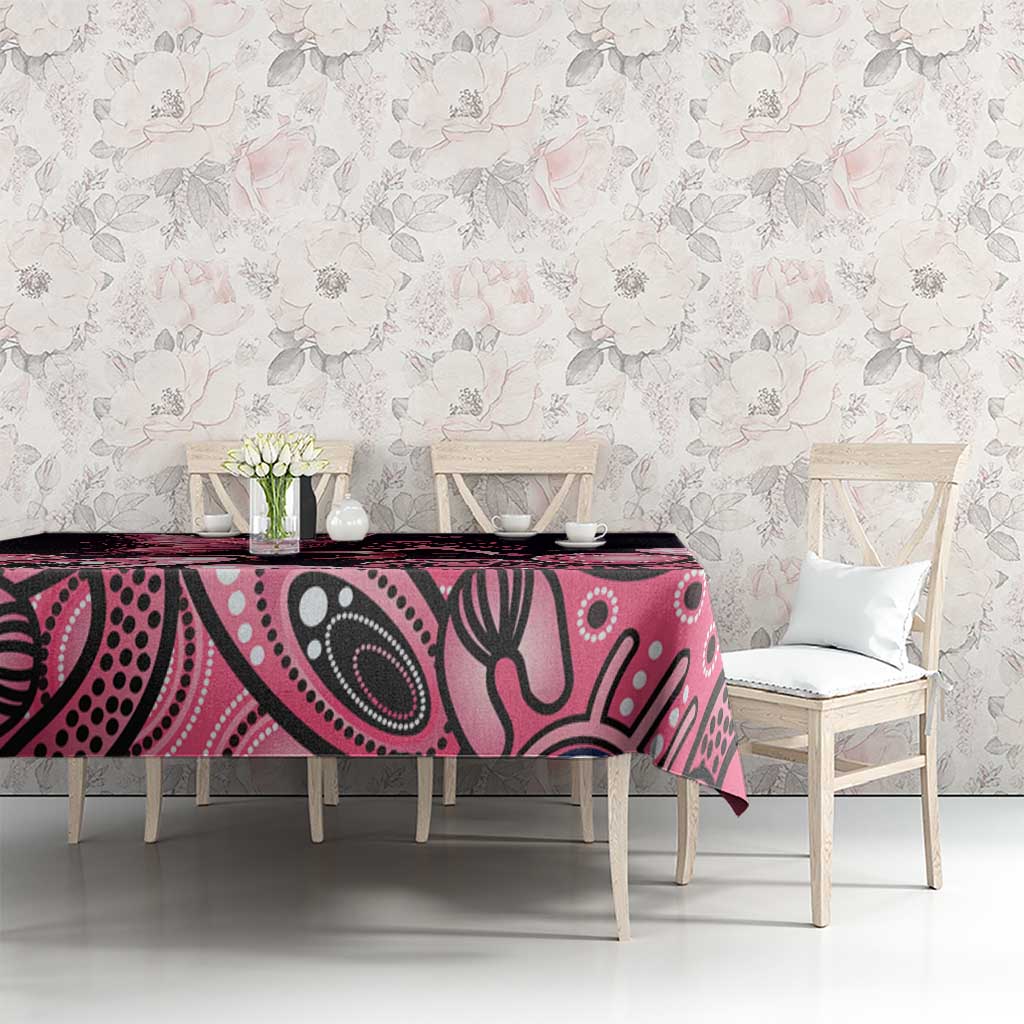 Think Pink Butterfly Ribbon Aboriginal Art Tablecloth