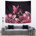 Think Pink Butterfly Ribbon Aboriginal Art Tapestry