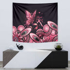 Think Pink Butterfly Ribbon Aboriginal Art Tapestry
