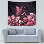 Think Pink Butterfly Ribbon Aboriginal Art Tapestry