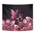 Think Pink Butterfly Ribbon Aboriginal Art Tapestry