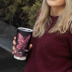 Think Pink Butterfly Ribbon Aboriginal Art Tumbler Cup