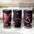 Think Pink Butterfly Ribbon Aboriginal Art Tumbler Cup