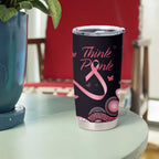 Think Pink Butterfly Ribbon Aboriginal Art Tumbler Cup
