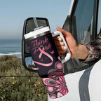 Think Pink Butterfly Ribbon Aboriginal Art Tumbler With Handle