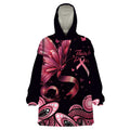 Think Pink Butterfly Ribbon Aboriginal Art Wearable Blanket Hoodie