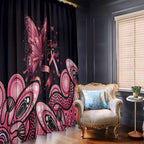 Think Pink Butterfly Ribbon Aboriginal Art Window Curtain