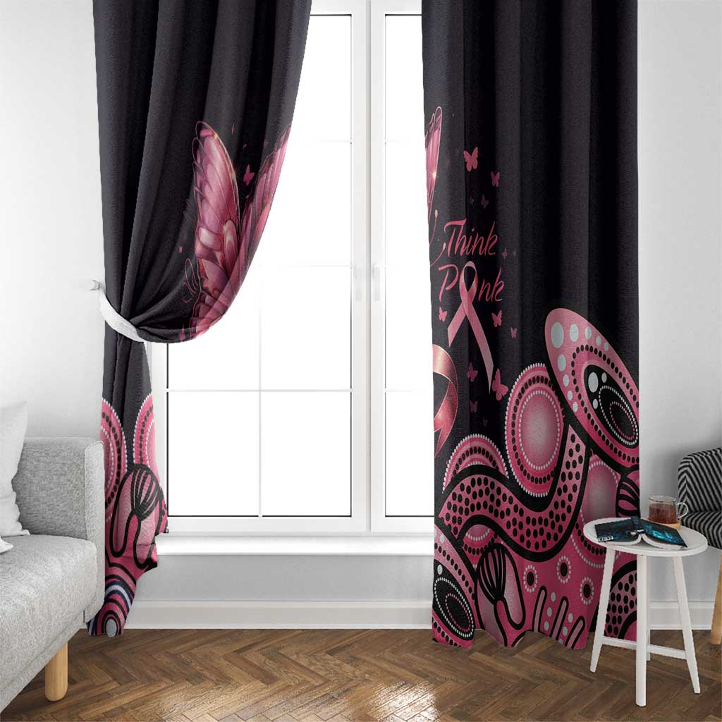 Think Pink Butterfly Ribbon Aboriginal Art Window Curtain
