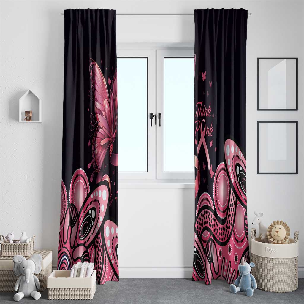 Think Pink Butterfly Ribbon Aboriginal Art Window Curtain