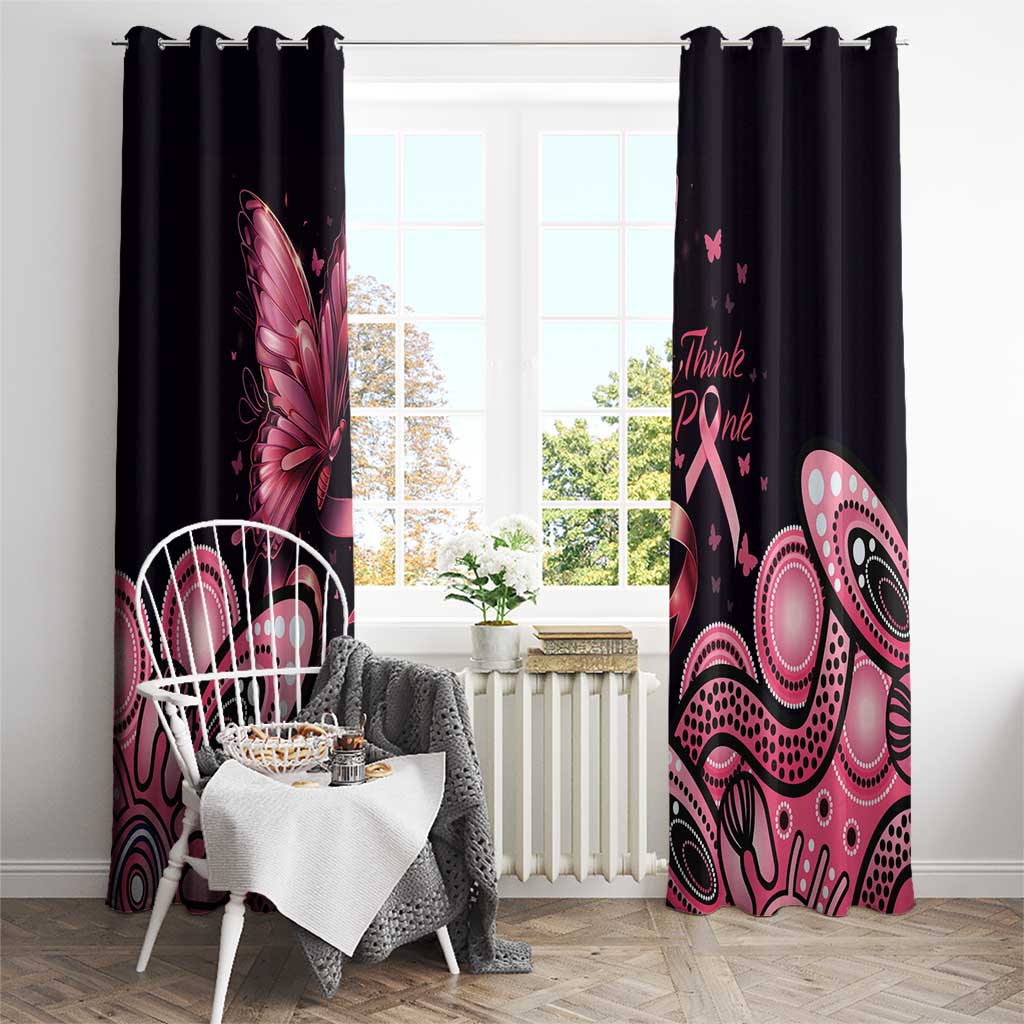 Think Pink Butterfly Ribbon Aboriginal Art Window Curtain