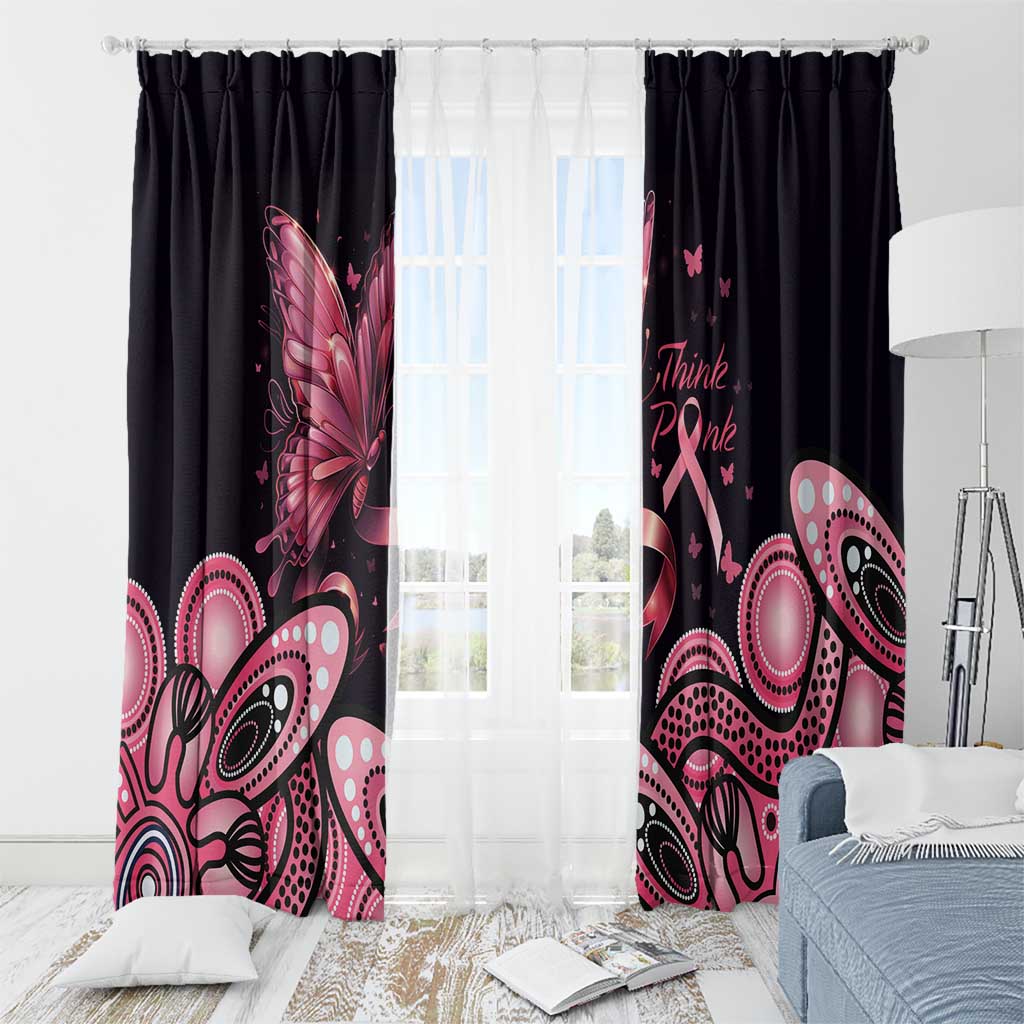Think Pink Butterfly Ribbon Aboriginal Art Window Curtain