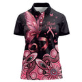 Think Pink Butterfly Ribbon Aboriginal Art Women Polo Shirt