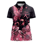 Think Pink Butterfly Ribbon Aboriginal Art Women Polo Shirt