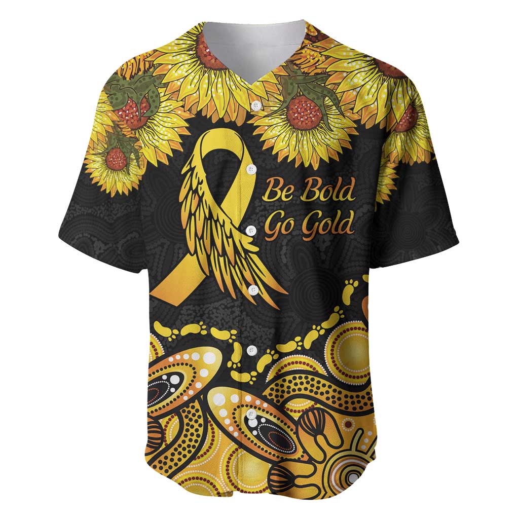 Be Bold Go Gold Aboriginal Ribbon Childhood Personalised Baseball Jersey