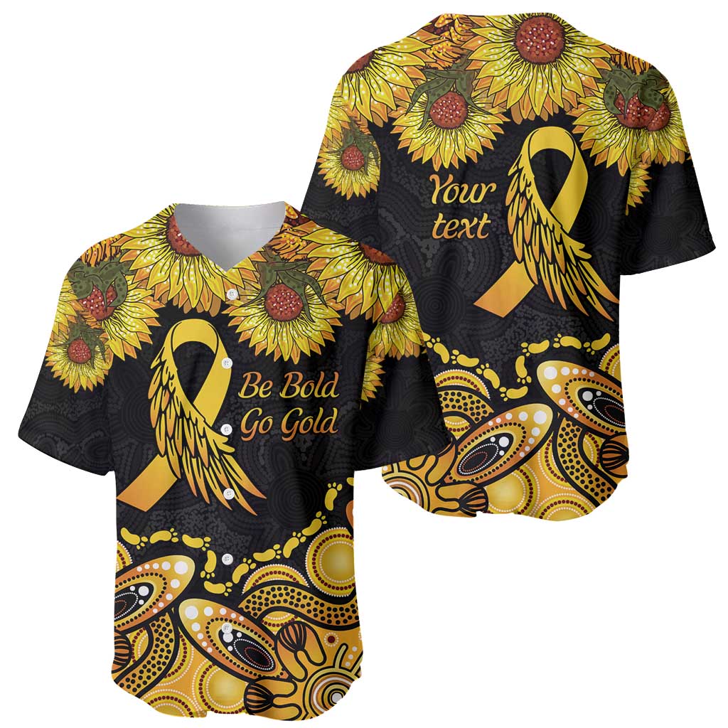 Be Bold Go Gold Aboriginal Ribbon Childhood Personalised Baseball Jersey