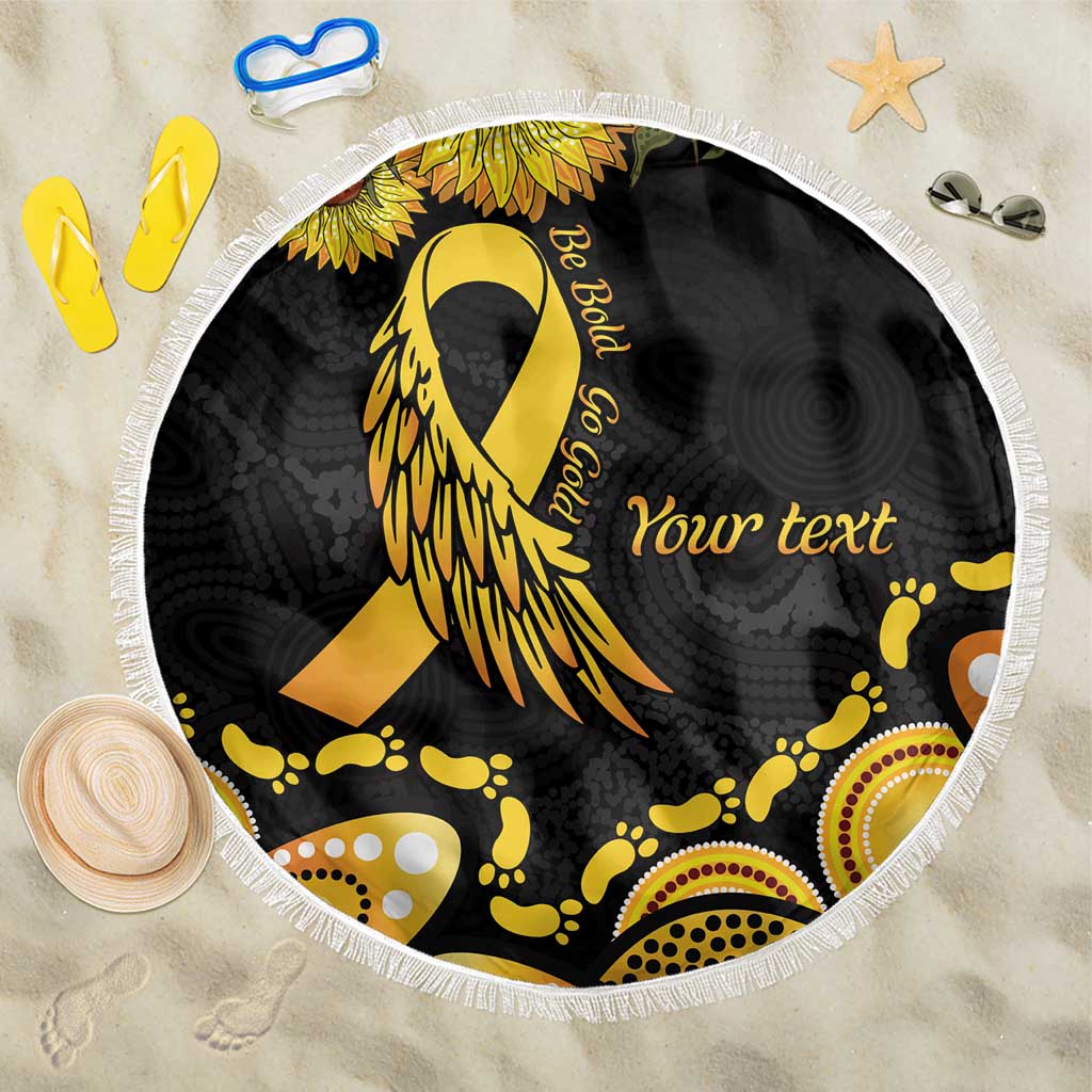 Be Bold Go Gold Aboriginal Ribbon Childhood Personalised Beach Blanket