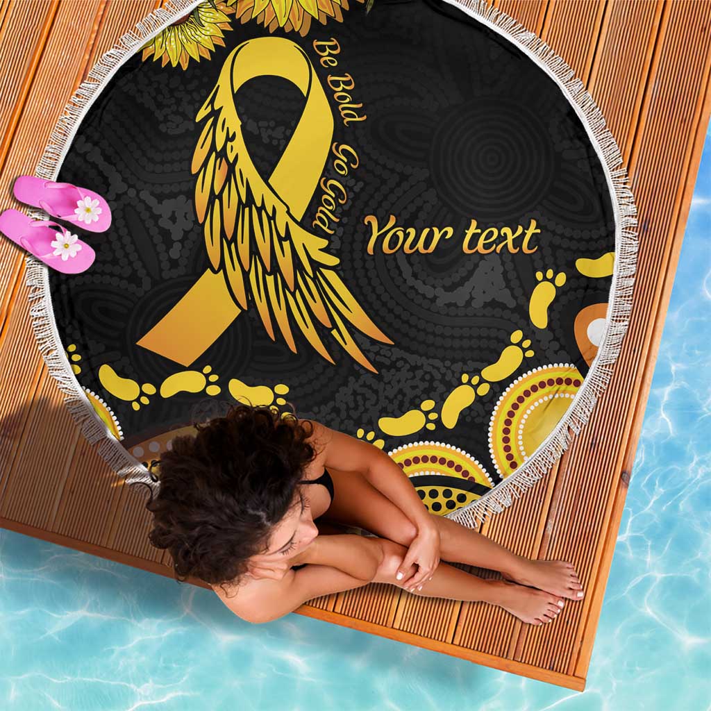 Be Bold Go Gold Aboriginal Ribbon Childhood Personalised Beach Blanket