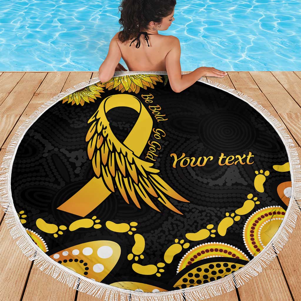Be Bold Go Gold Aboriginal Ribbon Childhood Personalised Beach Blanket