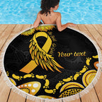 Be Bold Go Gold Aboriginal Ribbon Childhood Personalised Beach Blanket
