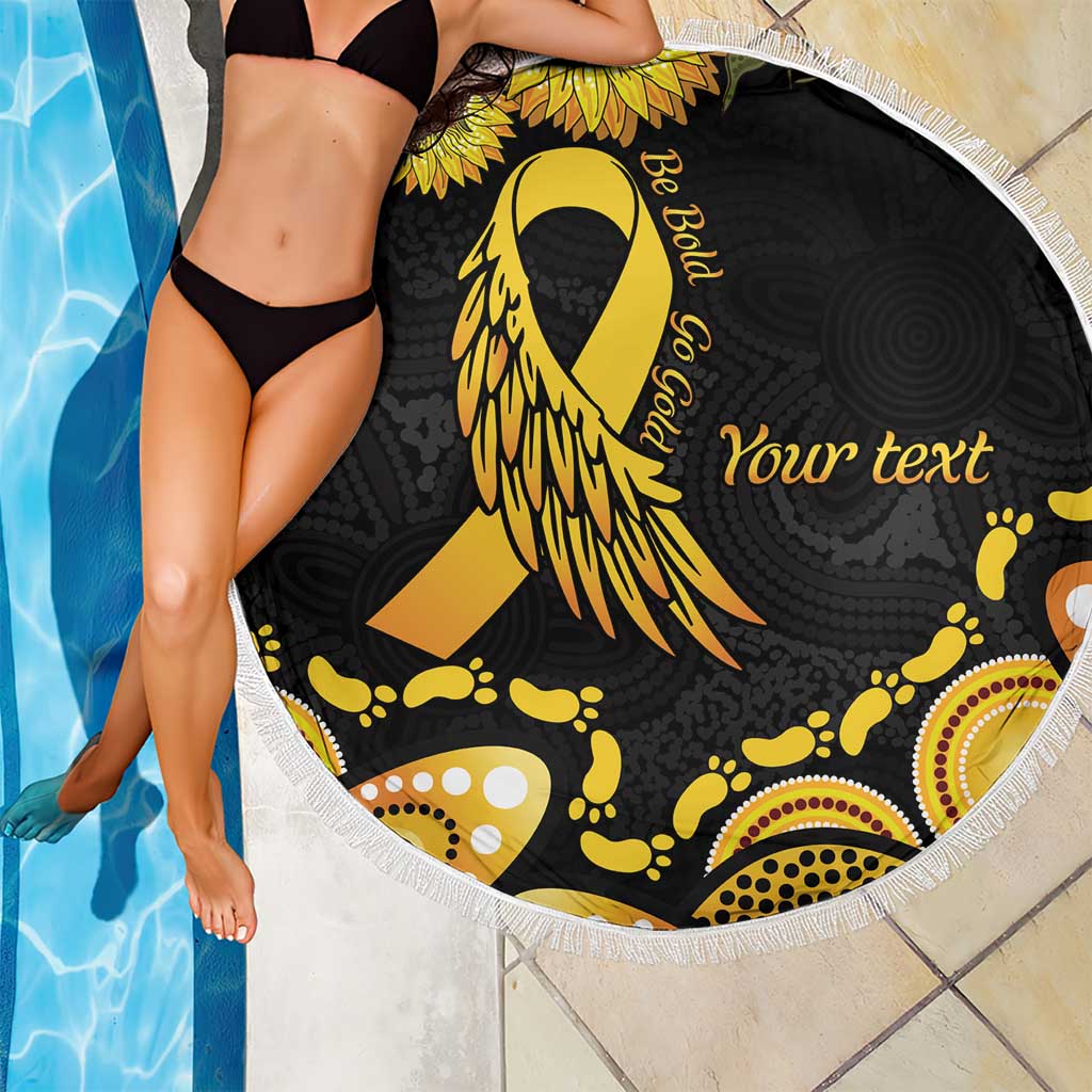 Be Bold Go Gold Aboriginal Ribbon Childhood Personalised Beach Blanket