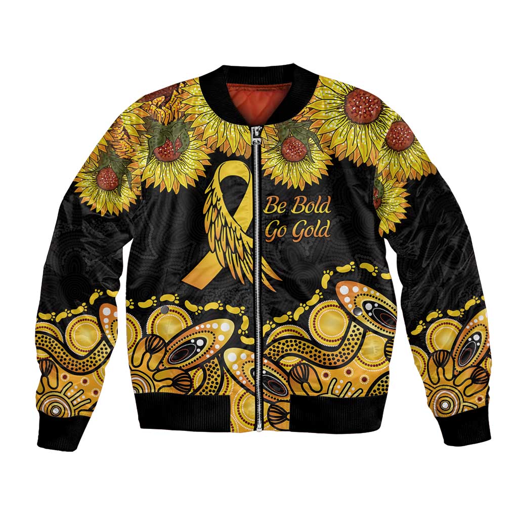 Be Bold Go Gold Aboriginal Ribbon Childhood Personalised Bomber Jacket
