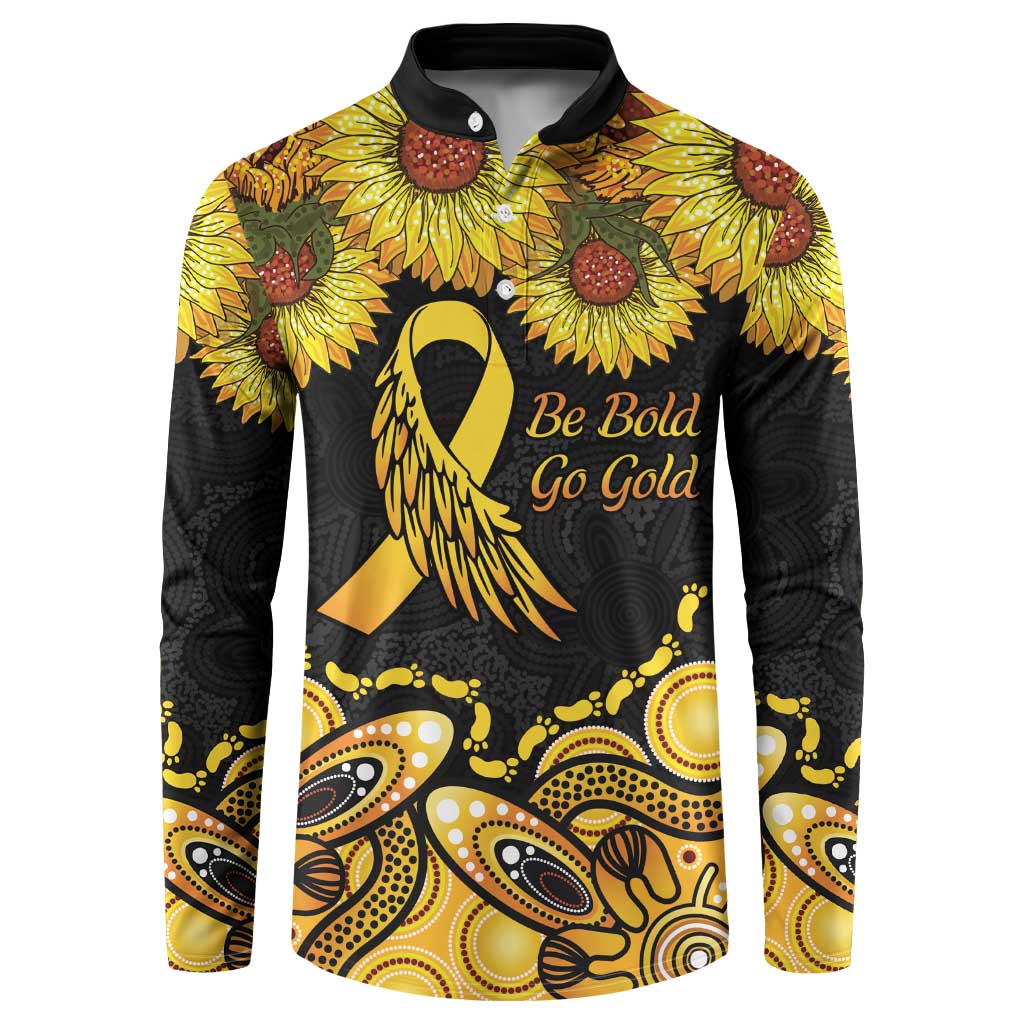 Be Bold Go Gold Aboriginal Ribbon Childhood Personalised Button Sweatshirt