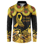 Be Bold Go Gold Aboriginal Ribbon Childhood Personalised Button Sweatshirt