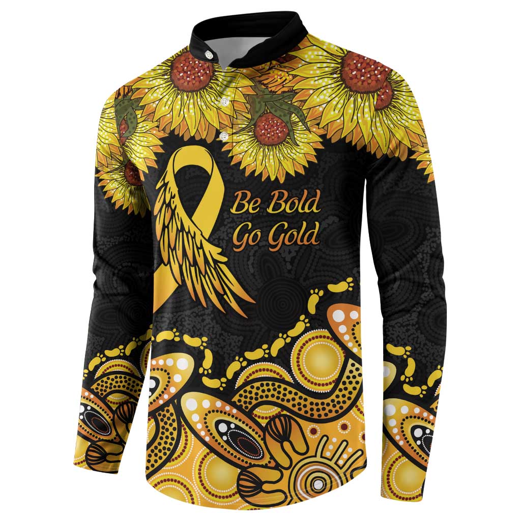 Be Bold Go Gold Aboriginal Ribbon Childhood Personalised Button Sweatshirt