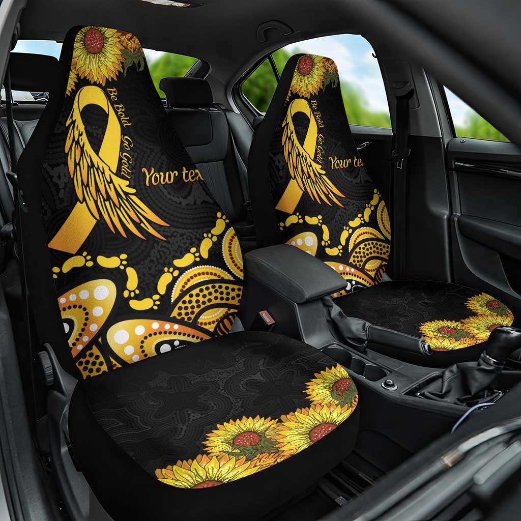 Be Bold Go Gold Aboriginal Ribbon Childhood Personalised Car Seat Cover